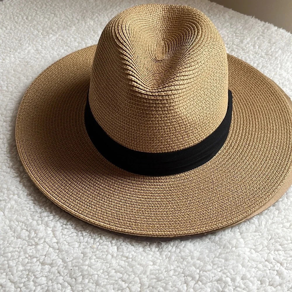 Womens Mens Wide Brim Straw Panama Hat Fedora - Picture 4 of 8